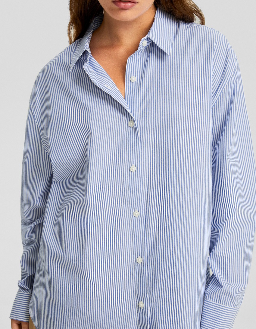 Camisa de popeline de manga comprida