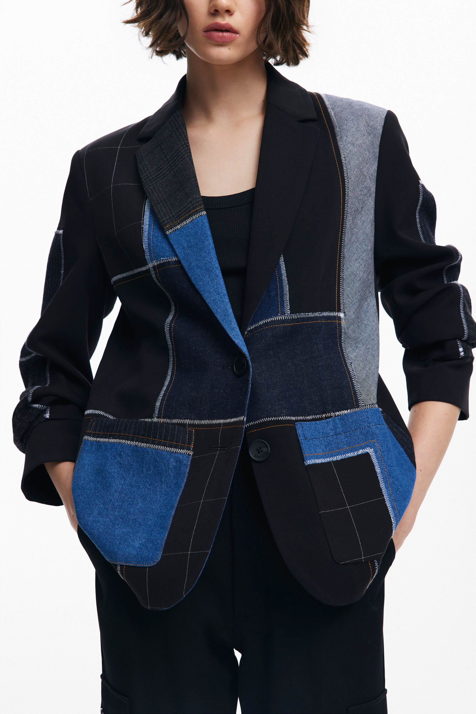 Blazer patchwork combinado