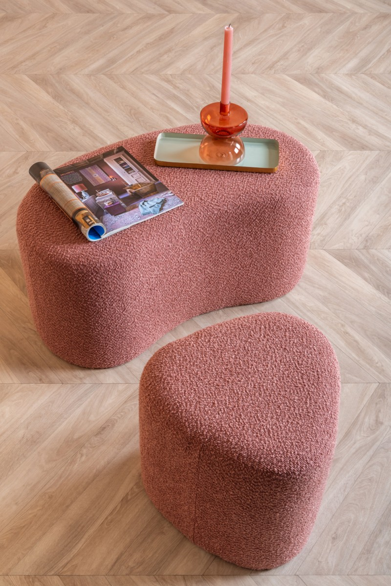 Pouf Ada organic large bouclé taupe green