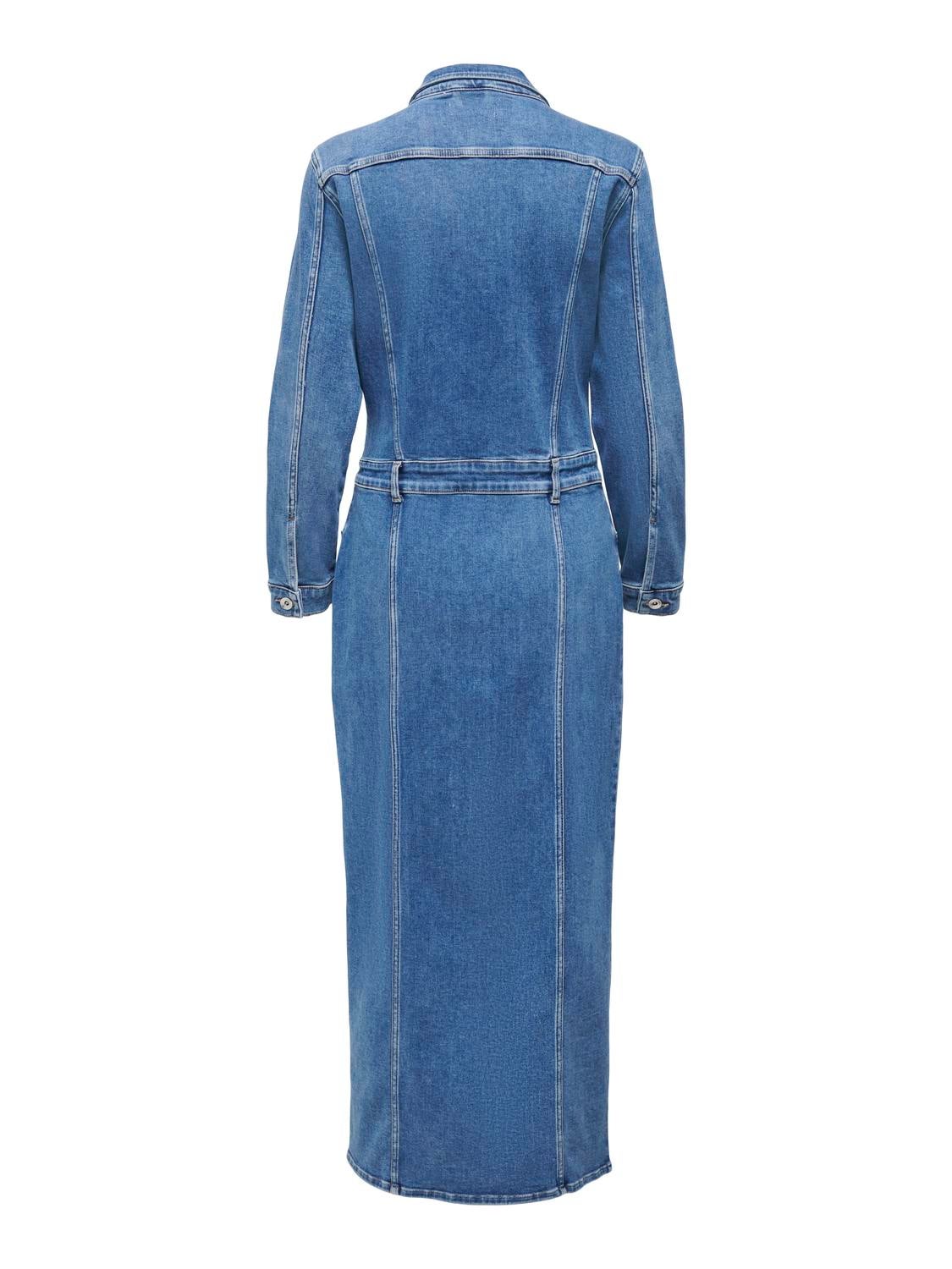 ONLELLEN Langes Kleid Medium Blue Denim
