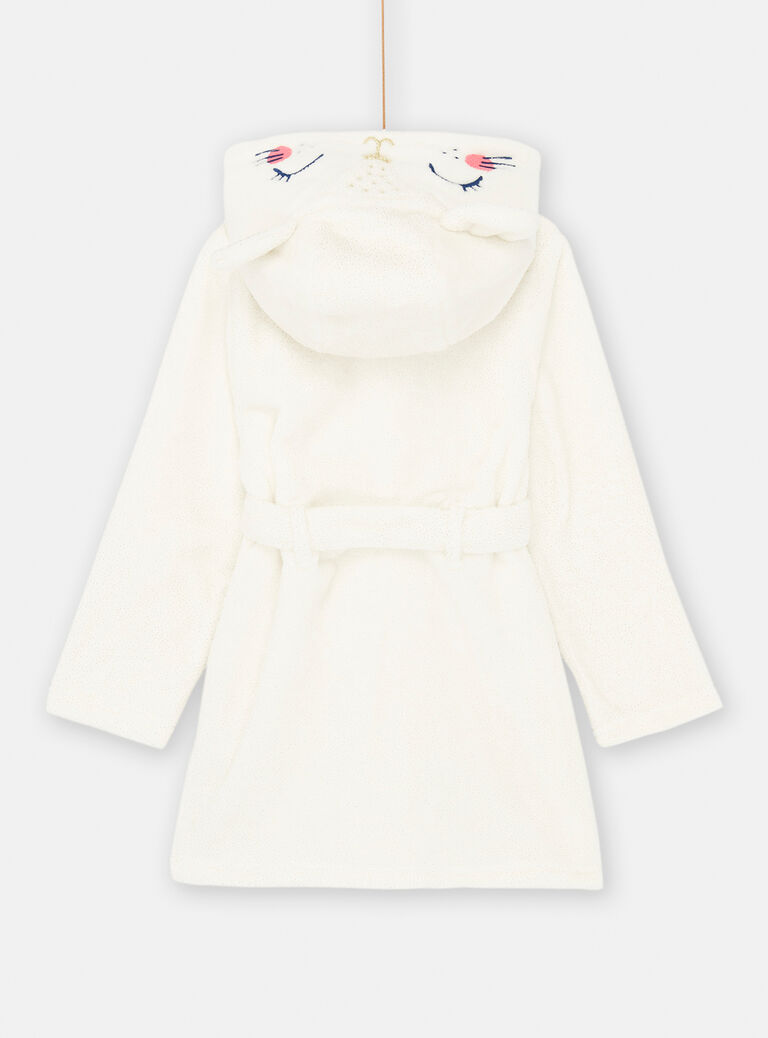 Robe de chambre à capuche écrue
