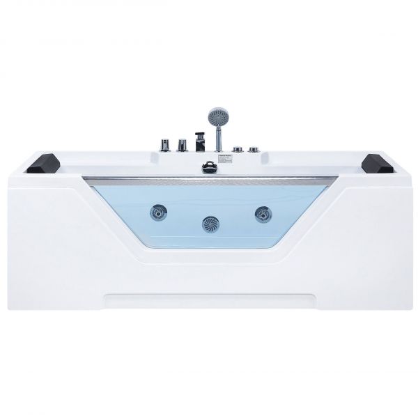 Beliani Banheira de Hidromassagem com Painel de Vidro Transparente Grenada de Acrílico Branco 80x170x59