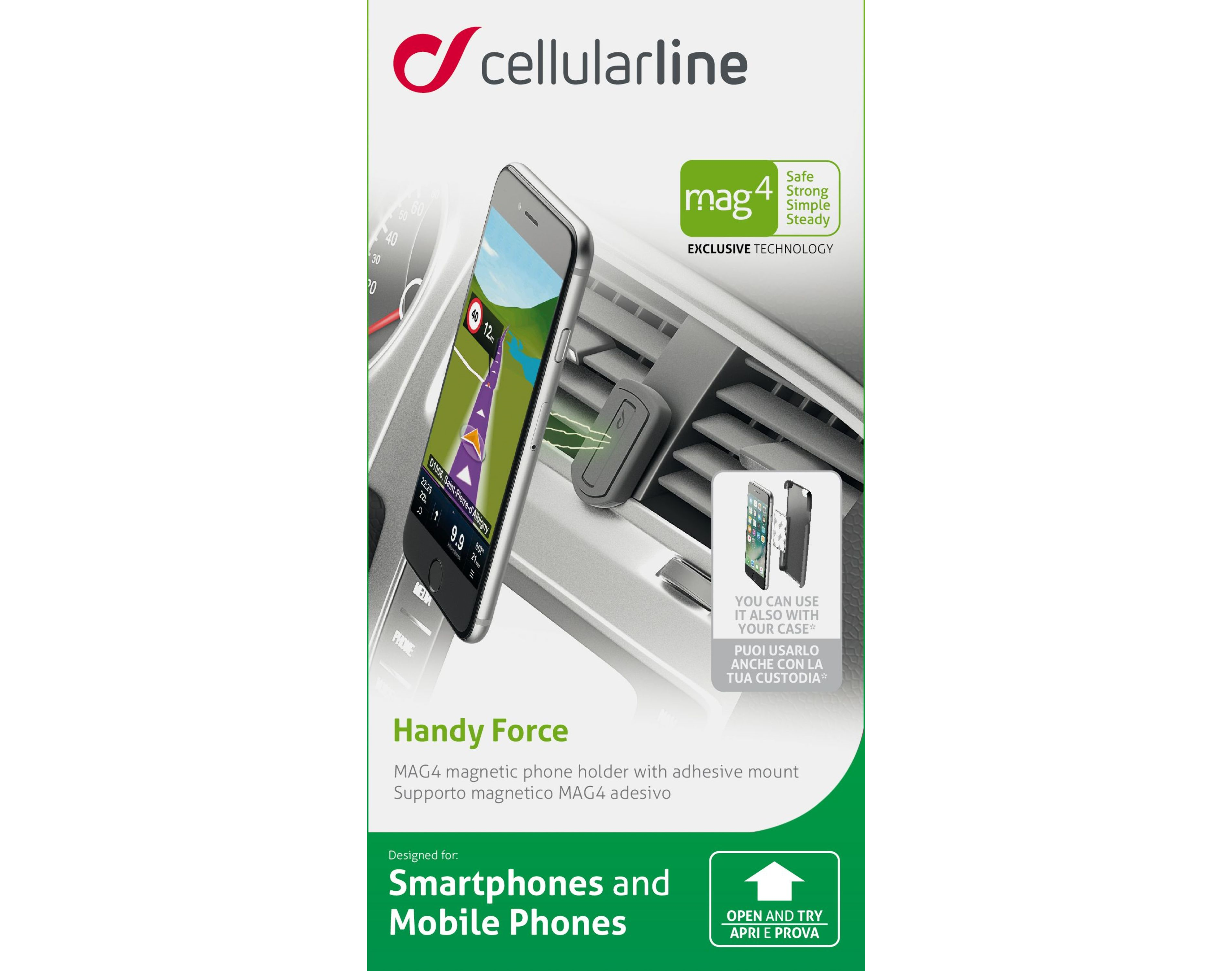 SUPORTE PARA CARRO CELLULARLINE MAG4HANDYFORCE MAGNÉTICO