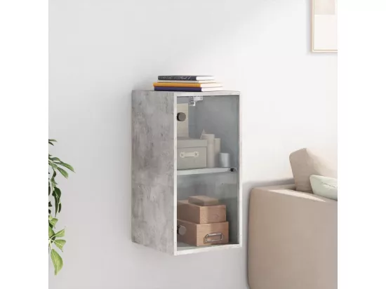 Armoire murale avec portes en verre gris béton 35x37x68,5 cm