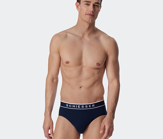 3 SCHIESSER Rio-Slips mit Bio-Baumwolle, dunkelblau
