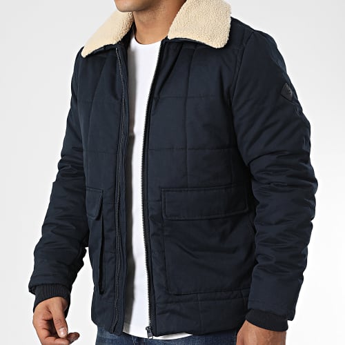 Veste Zippée Col Mouton Arles Bleu Marine