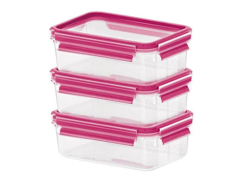 Emsa Vorratsbehälter 3 Stück, 1.65 l, Rosa/Transparent Frischhaltedosen