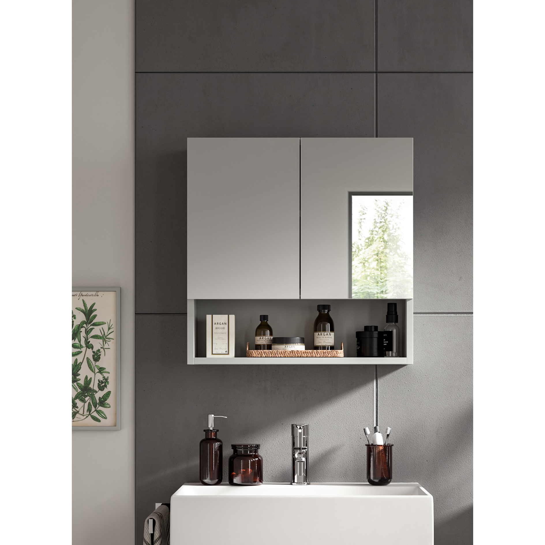 Spiegelschrank COPA - hellgrau - 55 cm