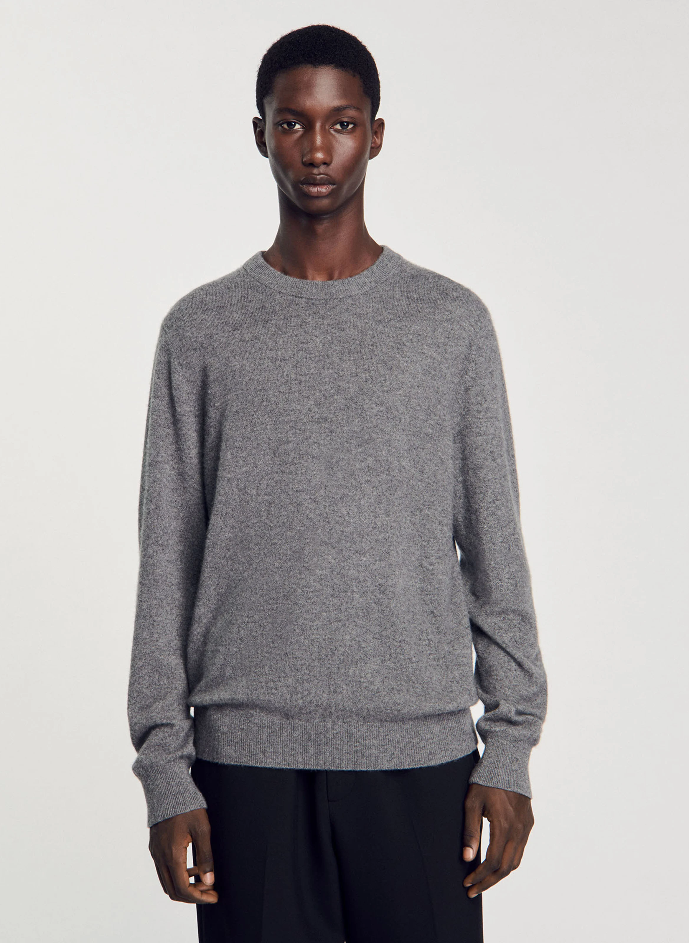 Pull col rond regular-fit en cachemire | Gris