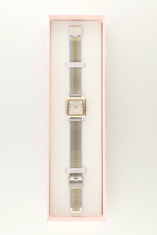 Horloge met vierkante wijzerplaat en multikleur schakelband