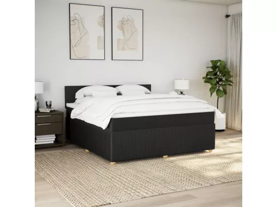 Sommier à lattes de lit avec matelas Noir 180x200 cm Tissu