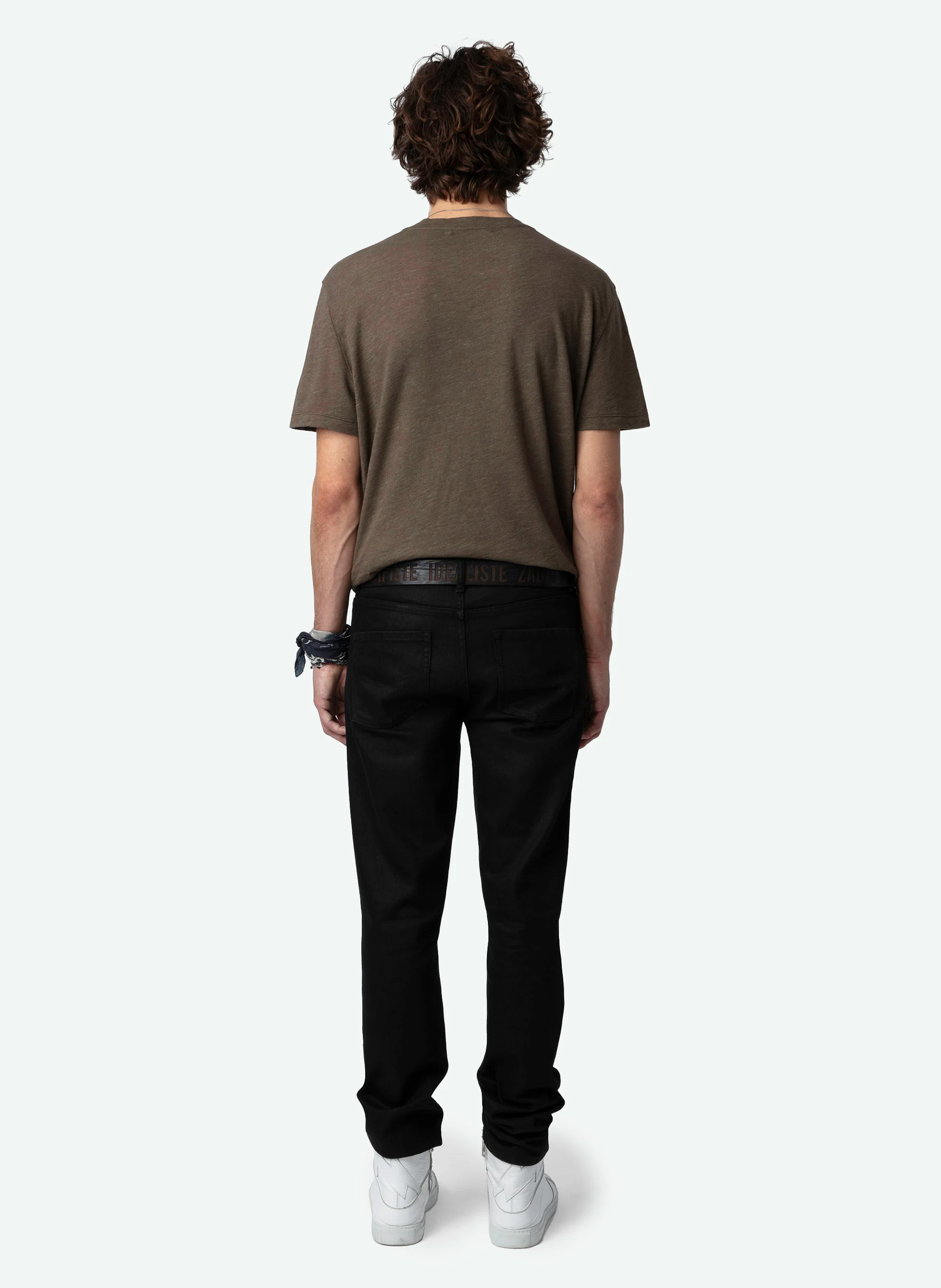 TOMMY - Tee-shirt col rond droit en coton mélangé | Marron