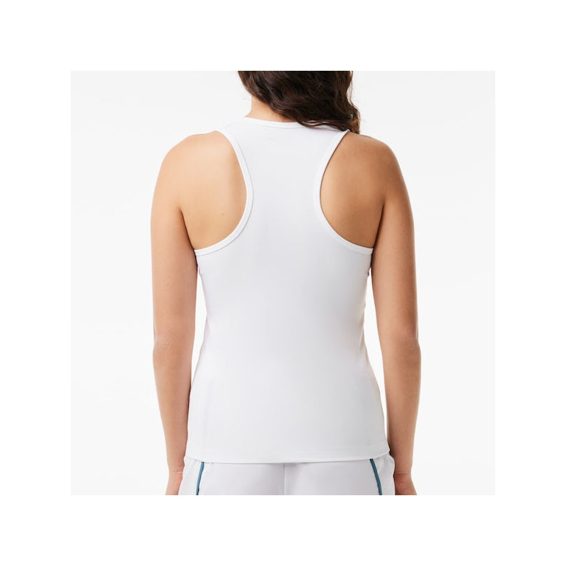 Débardeur femme Lacoste blanc maille côtelée