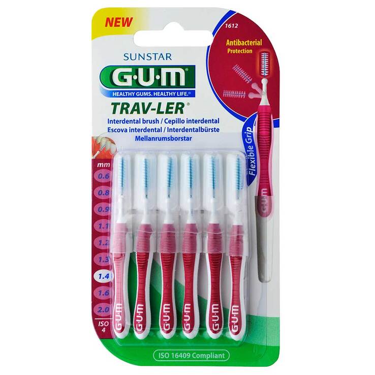 GUM Trav-Ler 1,4mm Kerze pink Interdental + 6Kappen, 6 St