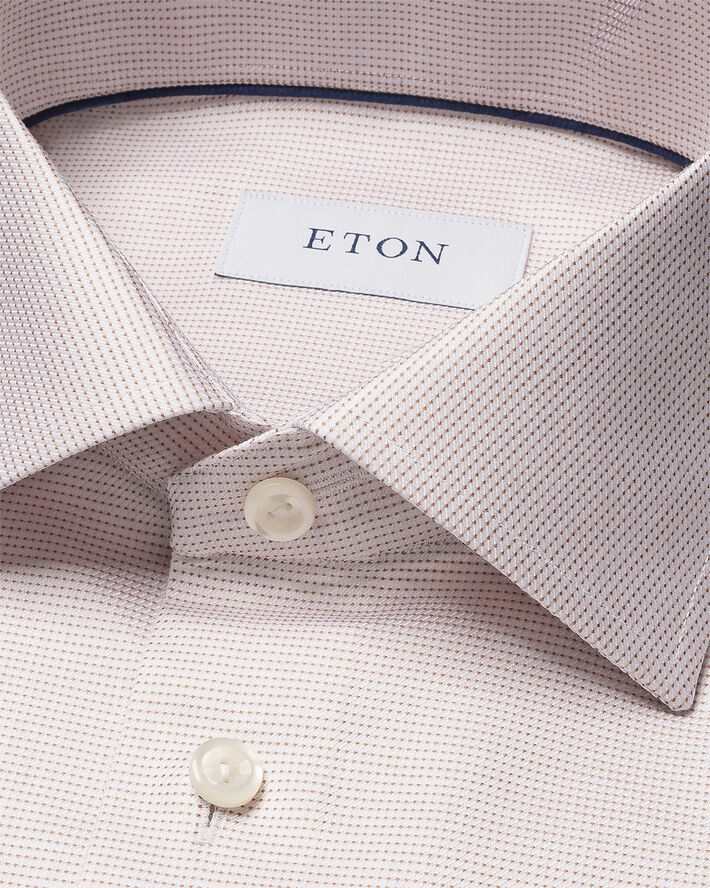 ETON Slim Fit Pink Semi Solid Cotton Tencel Lyocell Shirt Pink