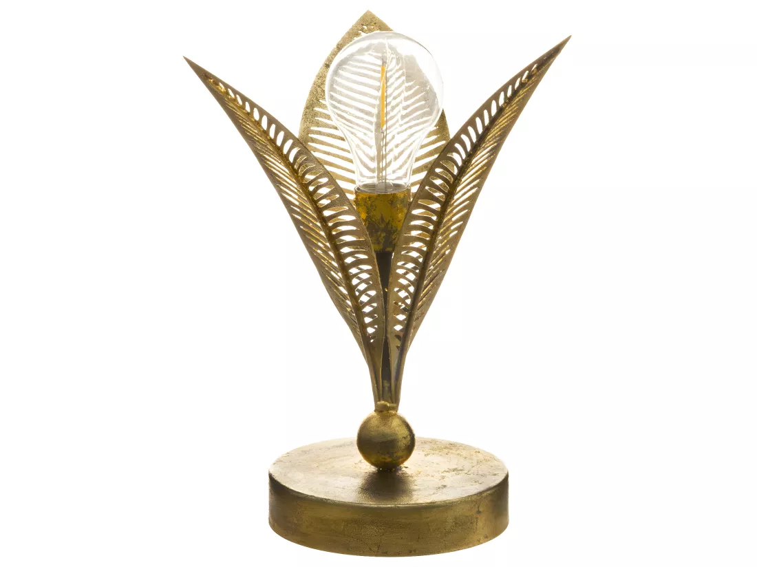 Lampe LED Feuille en Métal H24,5 Doré - ATMOSPHERA