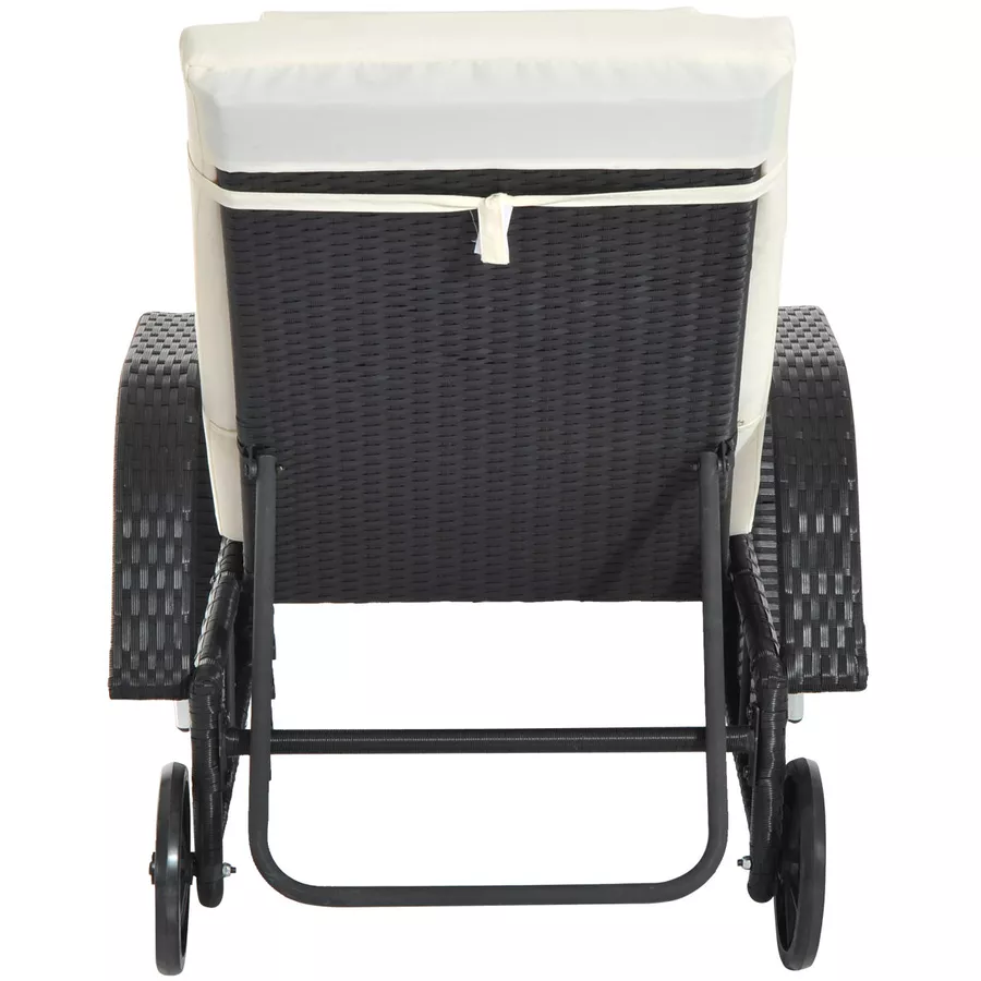 Outsunny Mobile Rattanliege für den Garten schwarz, creme
