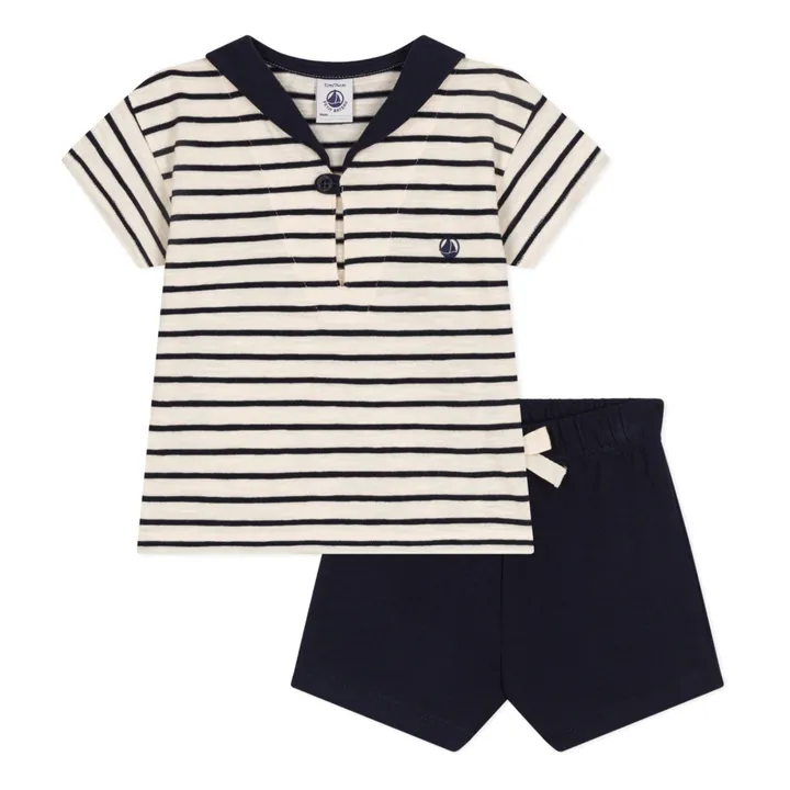 Petit Bateau Ensemble Monloup Jersey Flammé | Bleu marine