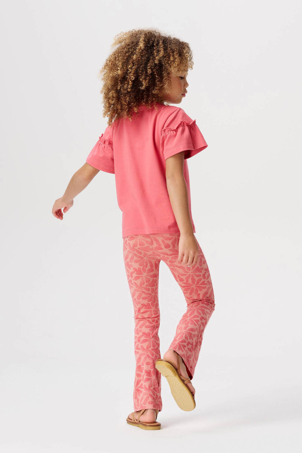 Noppies flared legging met all over print roze