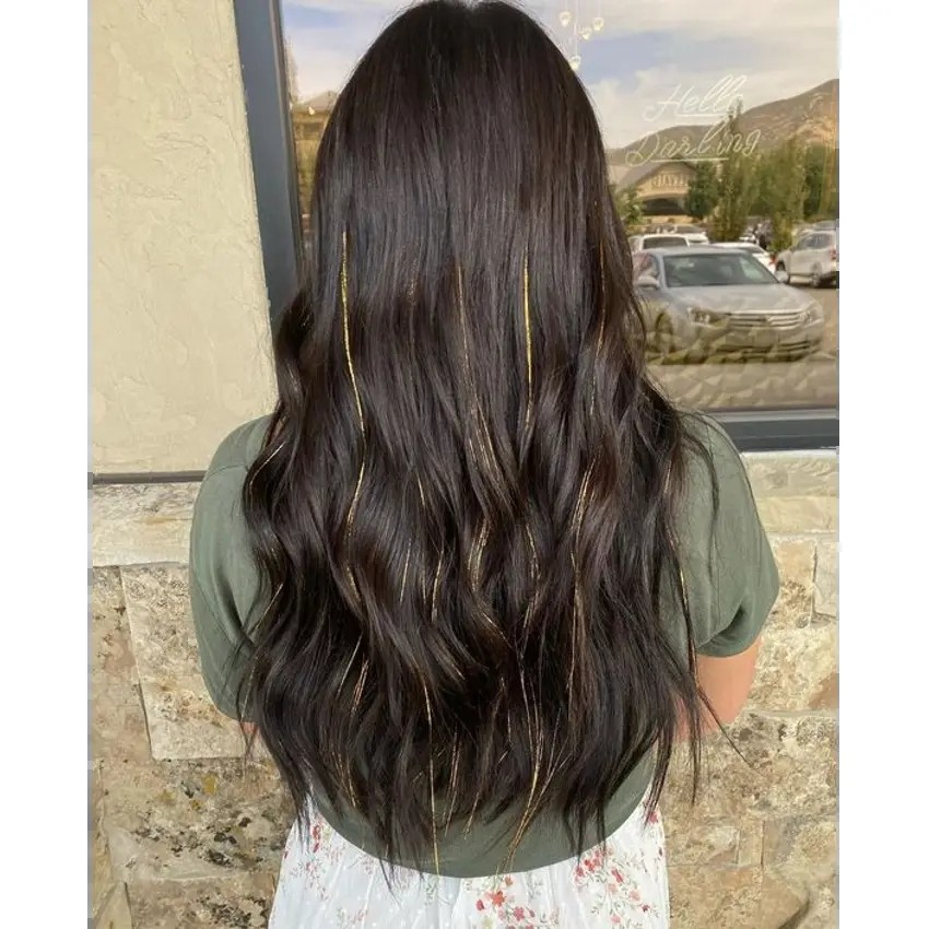 (120cm) Lametta Haar Strähnen Glitzer Haarverlängerung Hair Tinsel - Bunt