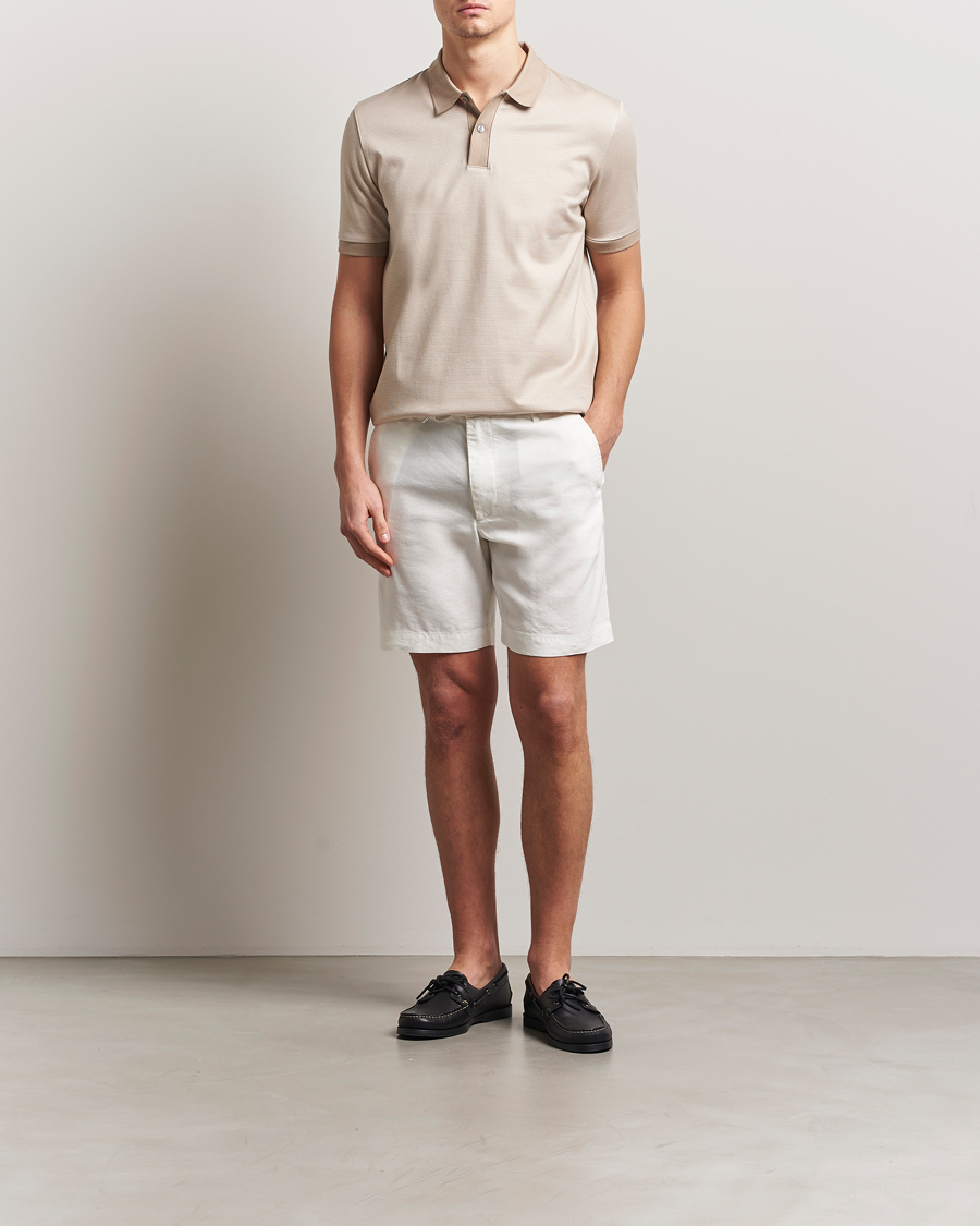 BOSS BLACK Kane Linen/Cotton Drawstring Shorts White