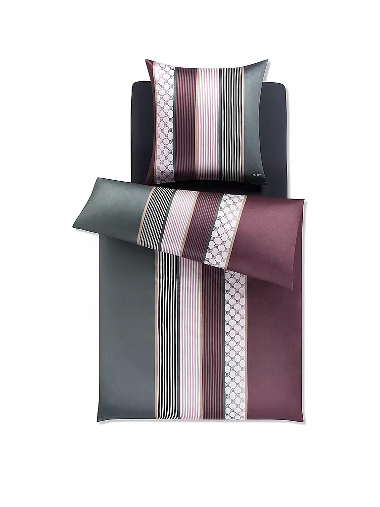 JOOP Satin Bettwäsche Cornflower Stripes 70x90cm / 140x220cm Deep Wine beere