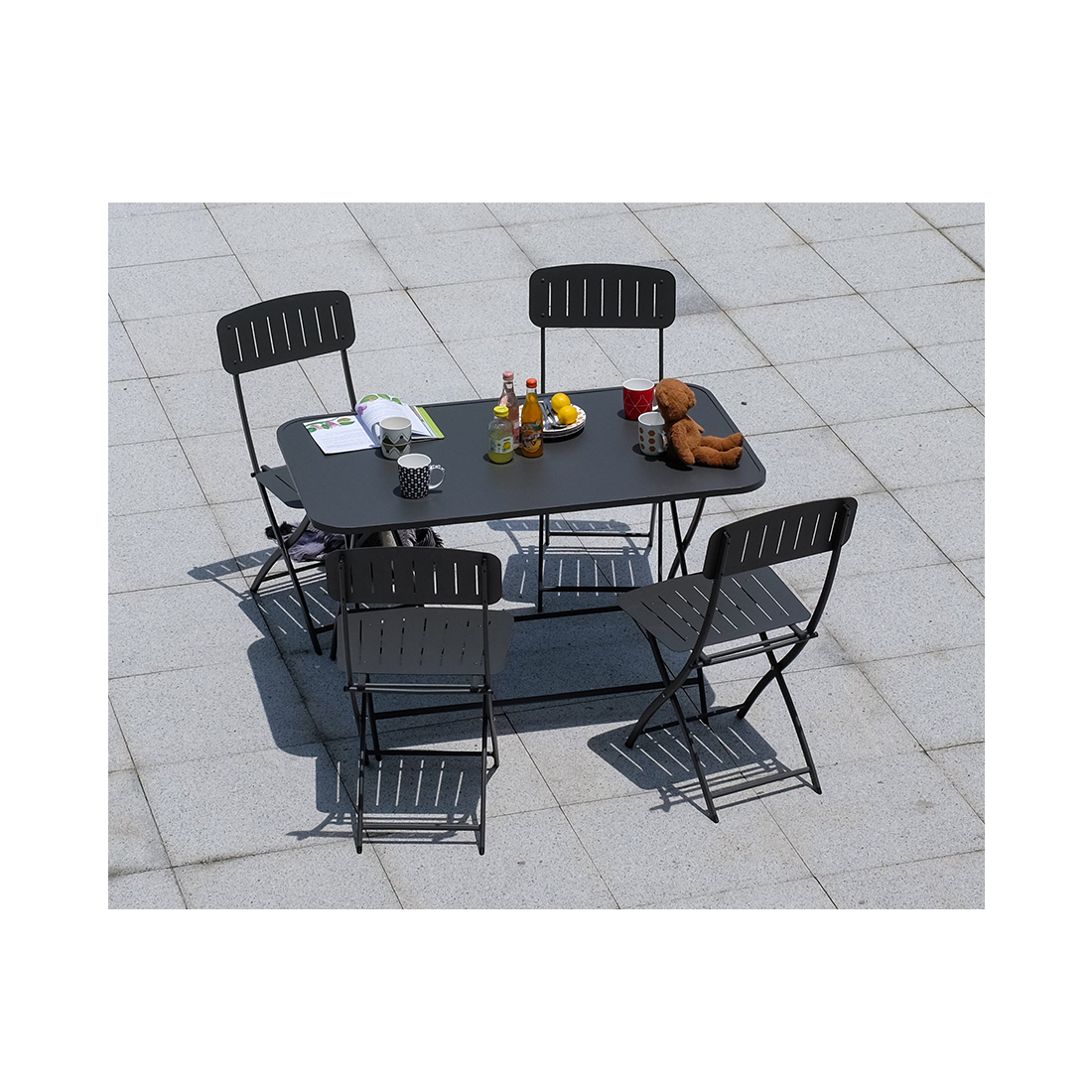 CONTINI Gartentisch 110x70cm Metall anthrazit, klappbar