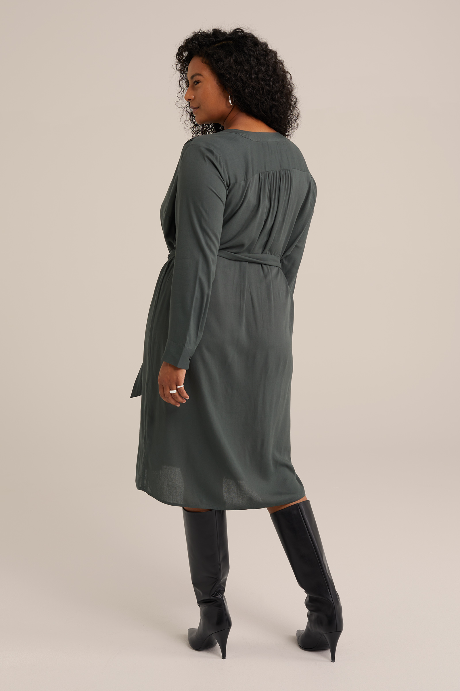 jurk met dessin - Curve WE Fashion Donkergroen