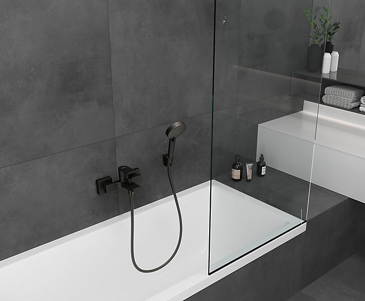 Mitigeur de baignoire mécanique hansgrohe Vernis Shape noir mat