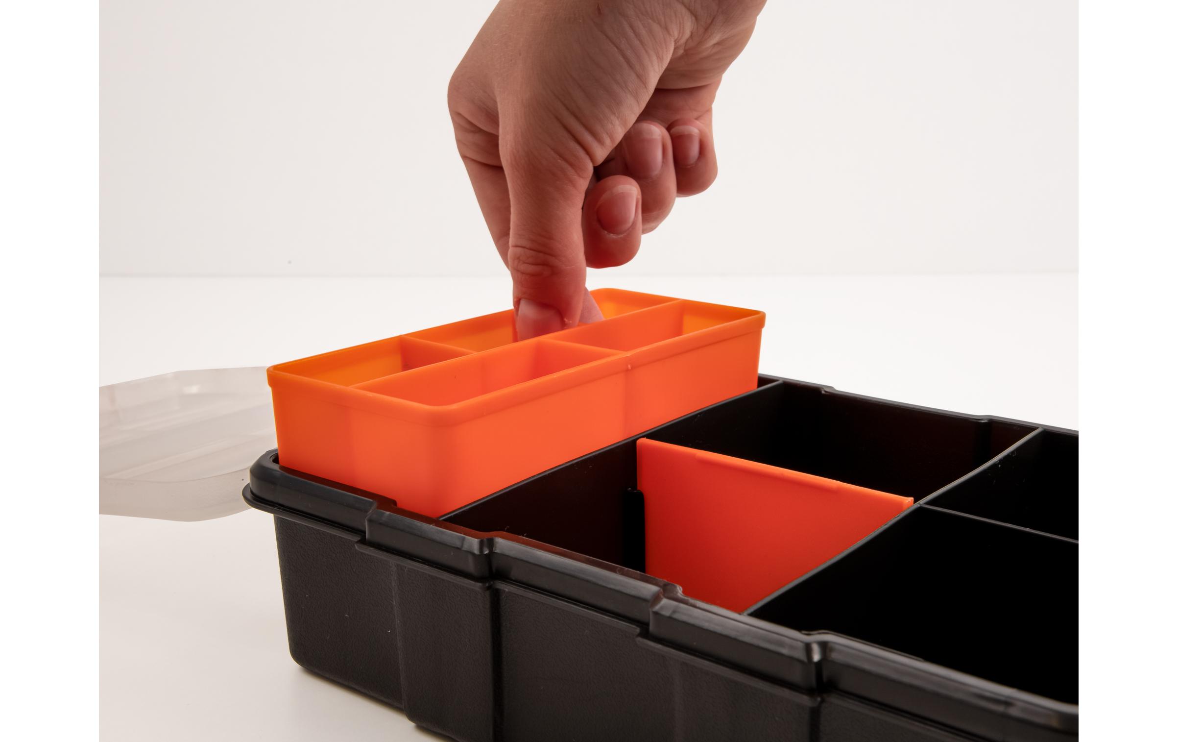 Sortimentskasten Orange / Schwarz 11 FächerDelock Sortimentsbox mit 11 Fächern 220 x 155 x 60 mm Orange / Schwarz