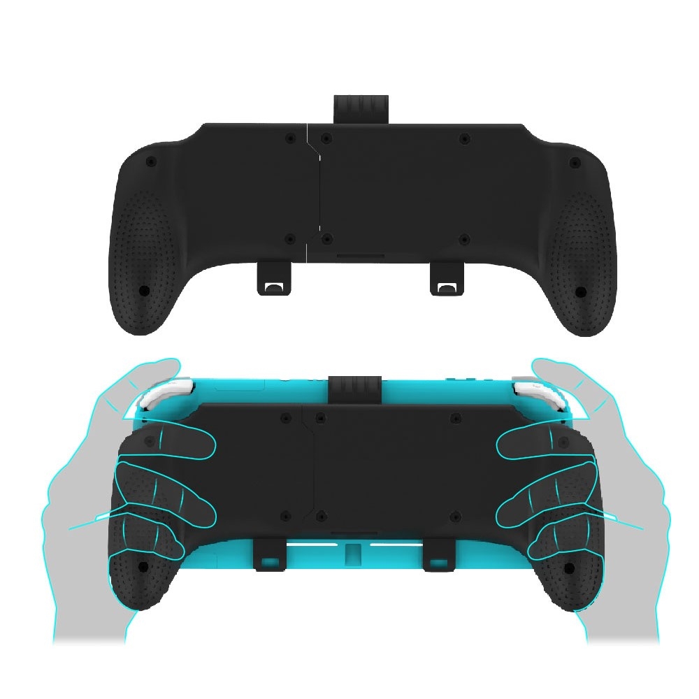 Handgriff Grip Halterung Gaming Controller Hülle mit Aufsteller kompatibel für Nintendo Switch / Switch Lite - Schwarz