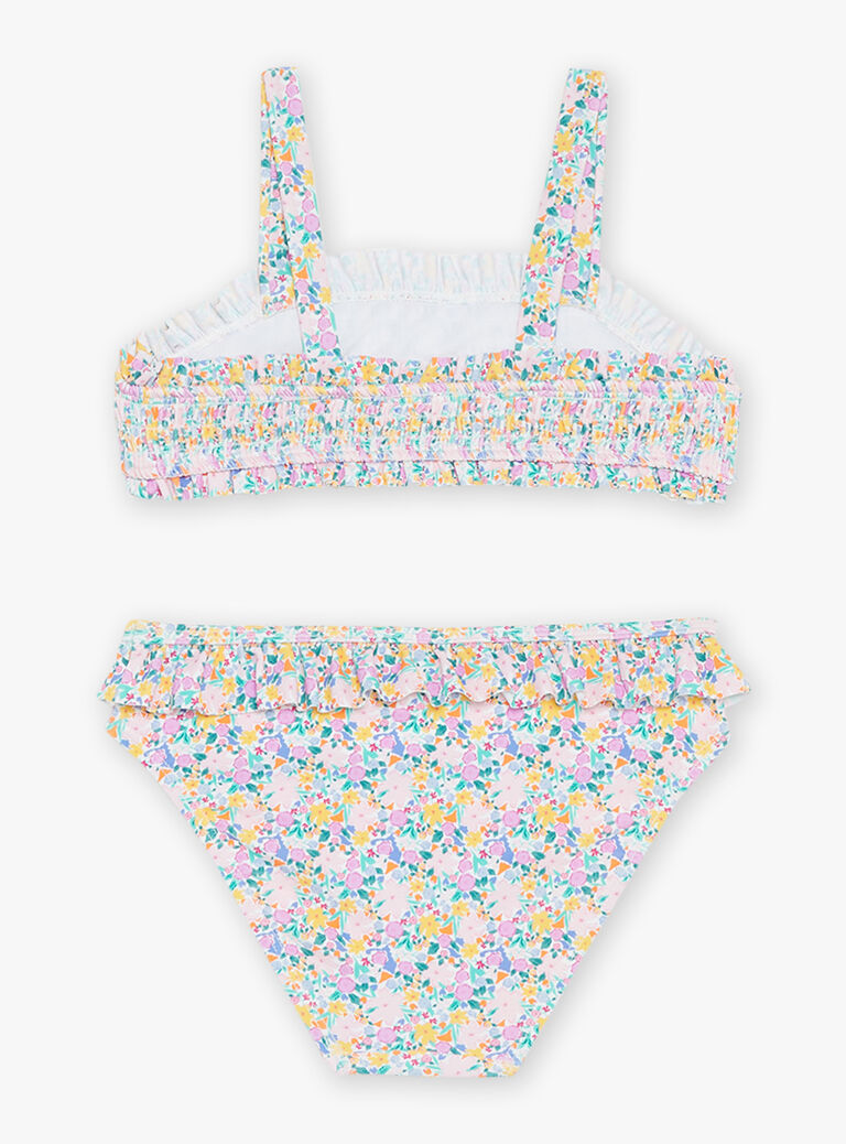 Maillot de bain 2 pièces écru à imprimé fleuri