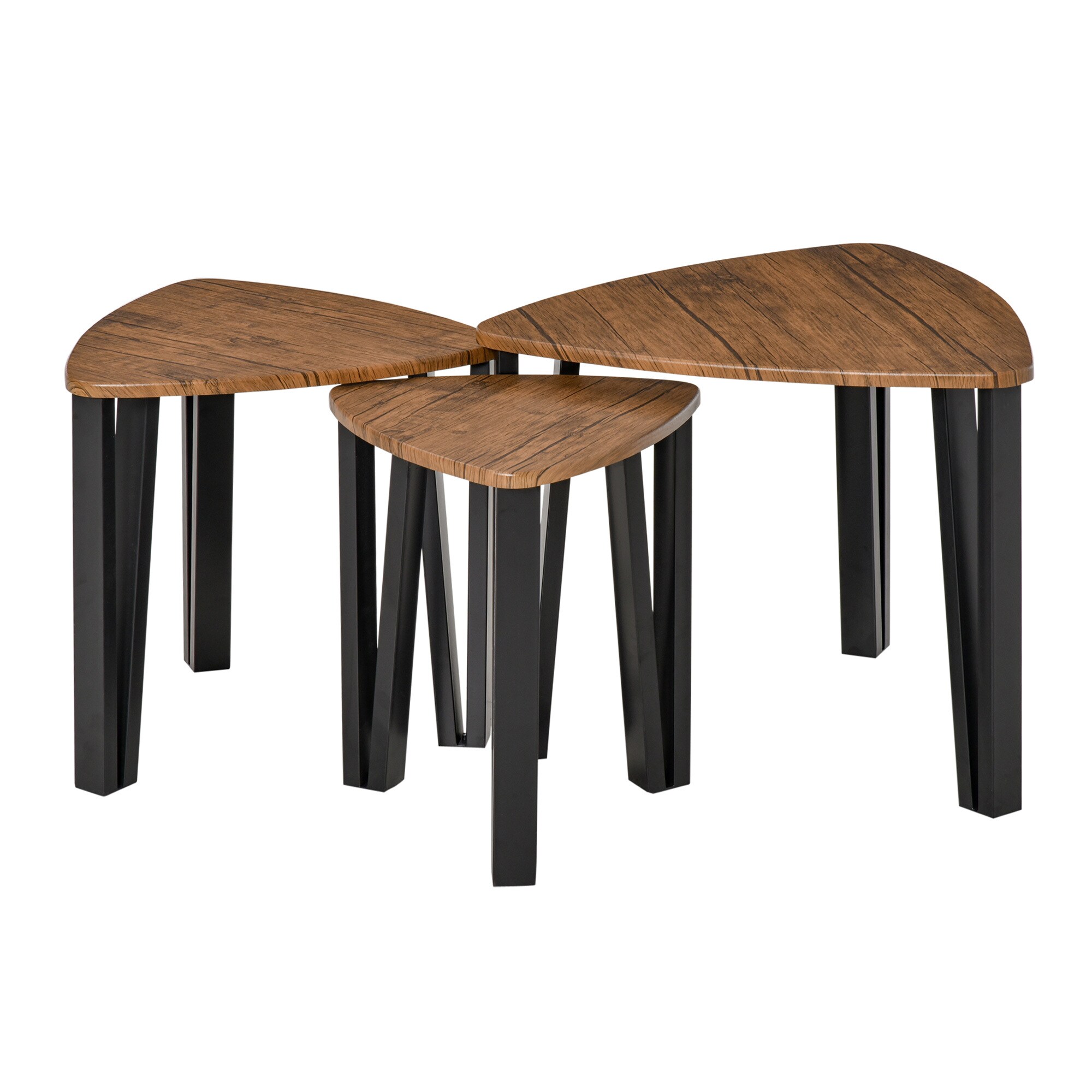 HOMCOM Couchtisch im 3er Set natur, schwarz