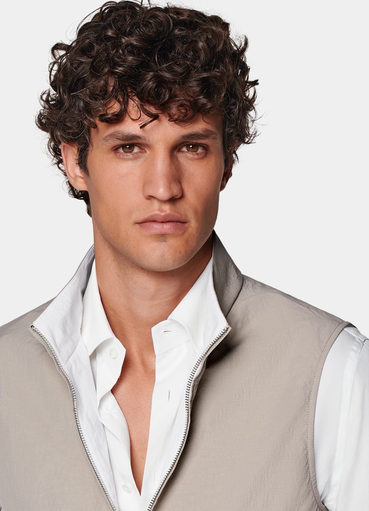 Veste sans manches réversible taupe