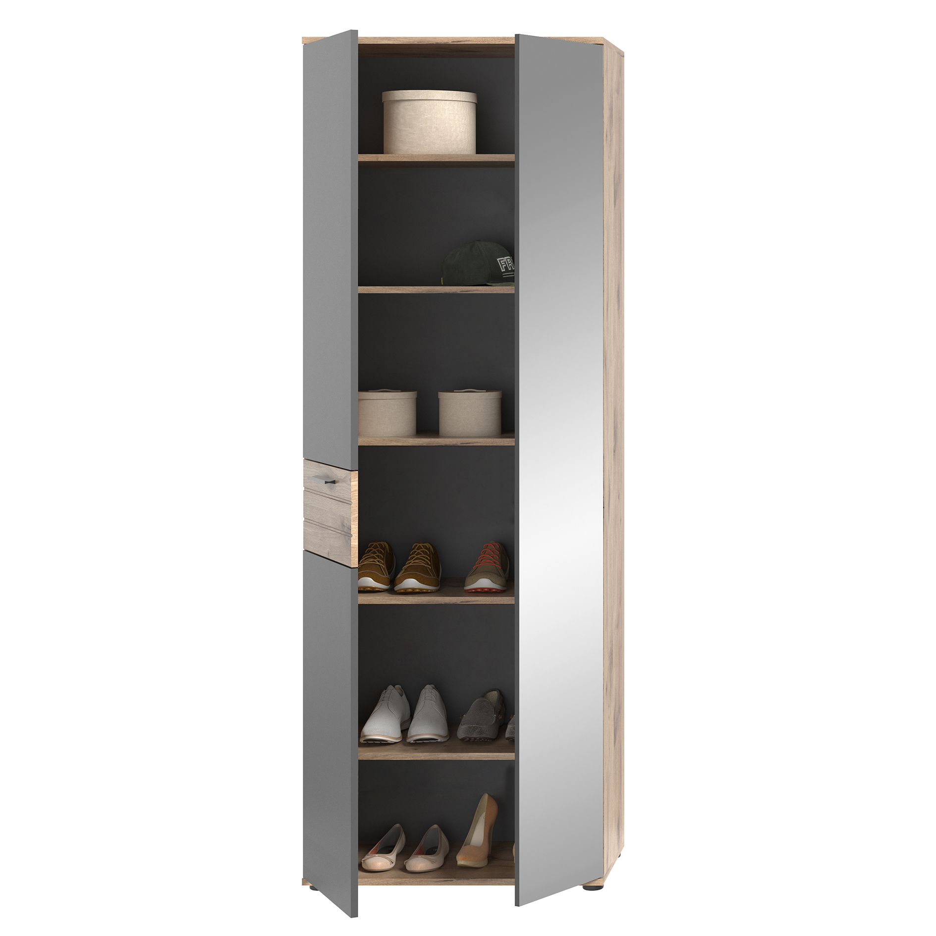 Garderobenschrank MASON - Nox Oak-Basalt grau - 70 cm