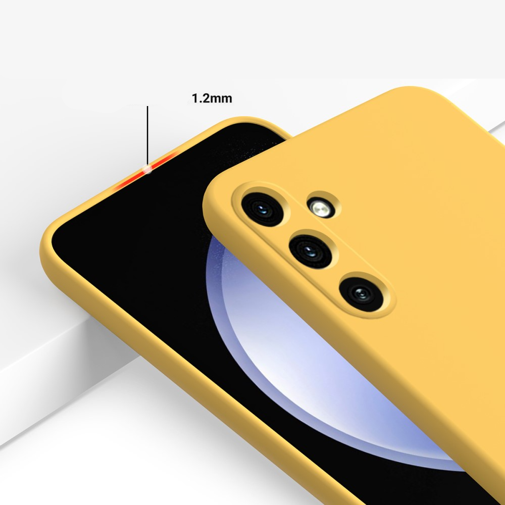 Samsung Galaxy A55 Silikon Case Hülle mit Kameraschutz   Handschlaufe - Gelb
