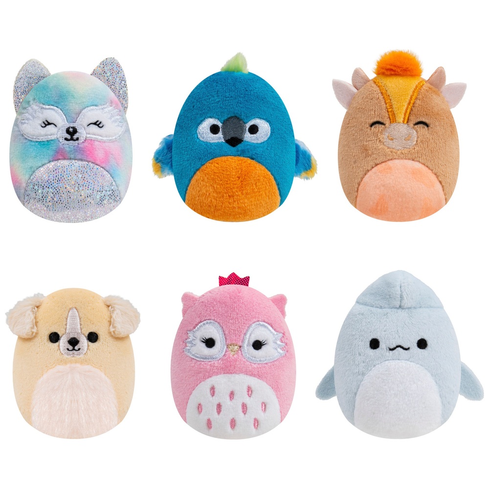 Squishville by Original Squishmallows Ehrenrollen-Truppe Plüschtier-6er-Pack
