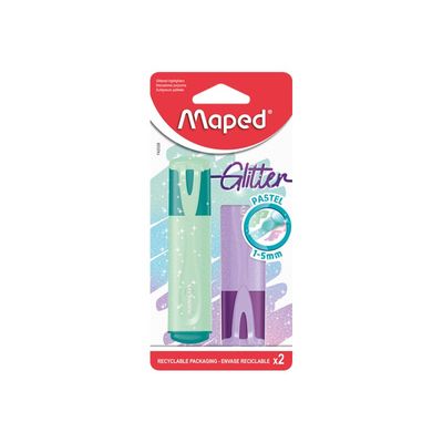 Maped Glitter - Pack de 2 surligneurs - couleurs pastel assorties
