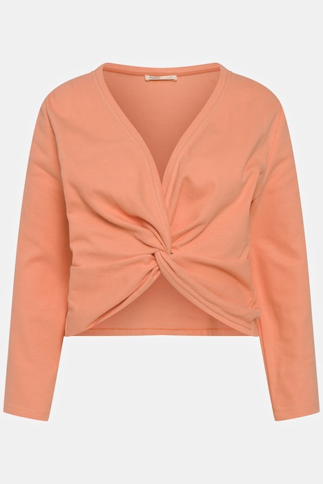 Sweatshirt, kurz, V-Ausschnitt, Langarm, Biobaumwolle