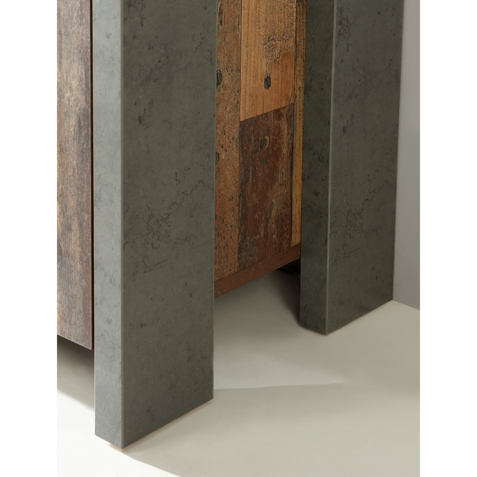 Highboardvitrine - Old Wood Vintage-Betonoptik - 151 cm breit