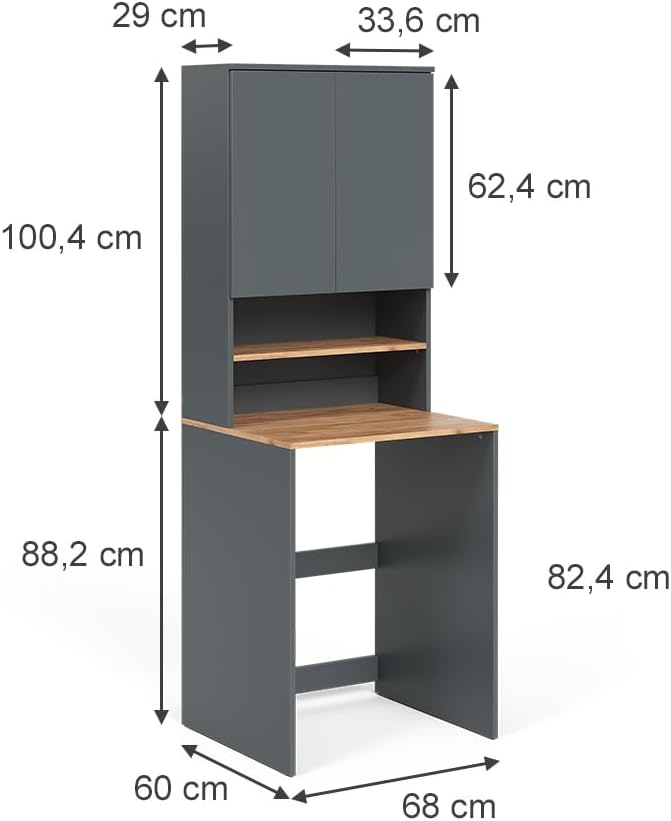 Vicco Waschmaschinenschrank Anthrazit/Goldkraft Eiche Viktor 68x88x60 cm - Badezimmerschrank für die Waschmaschine, Zusätzlicher Stauraum oberhalb des Geräts für Waschmittel & Zubehör