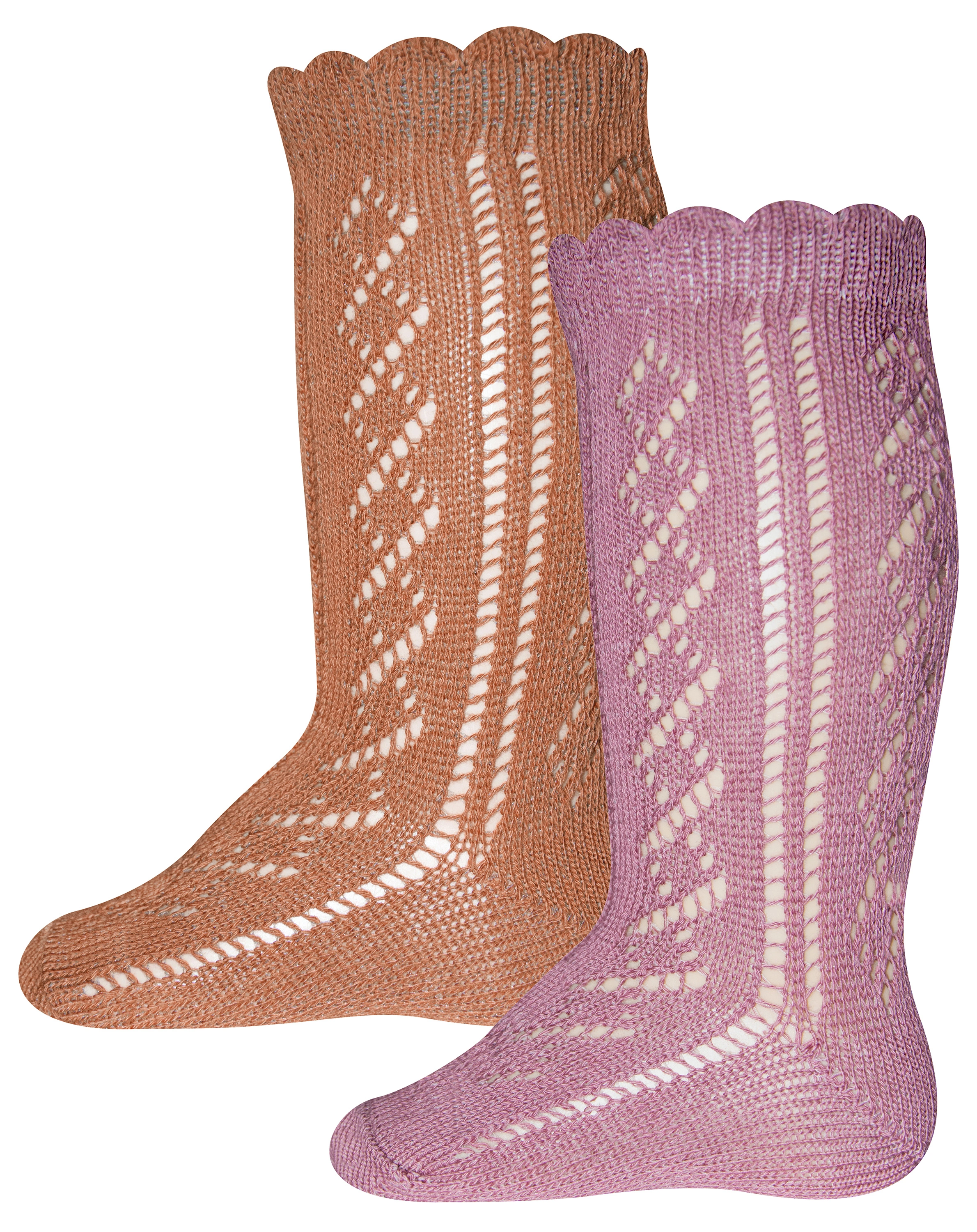Kniestrumpf TRAFORATO 2er Pack in camel/mahagoni