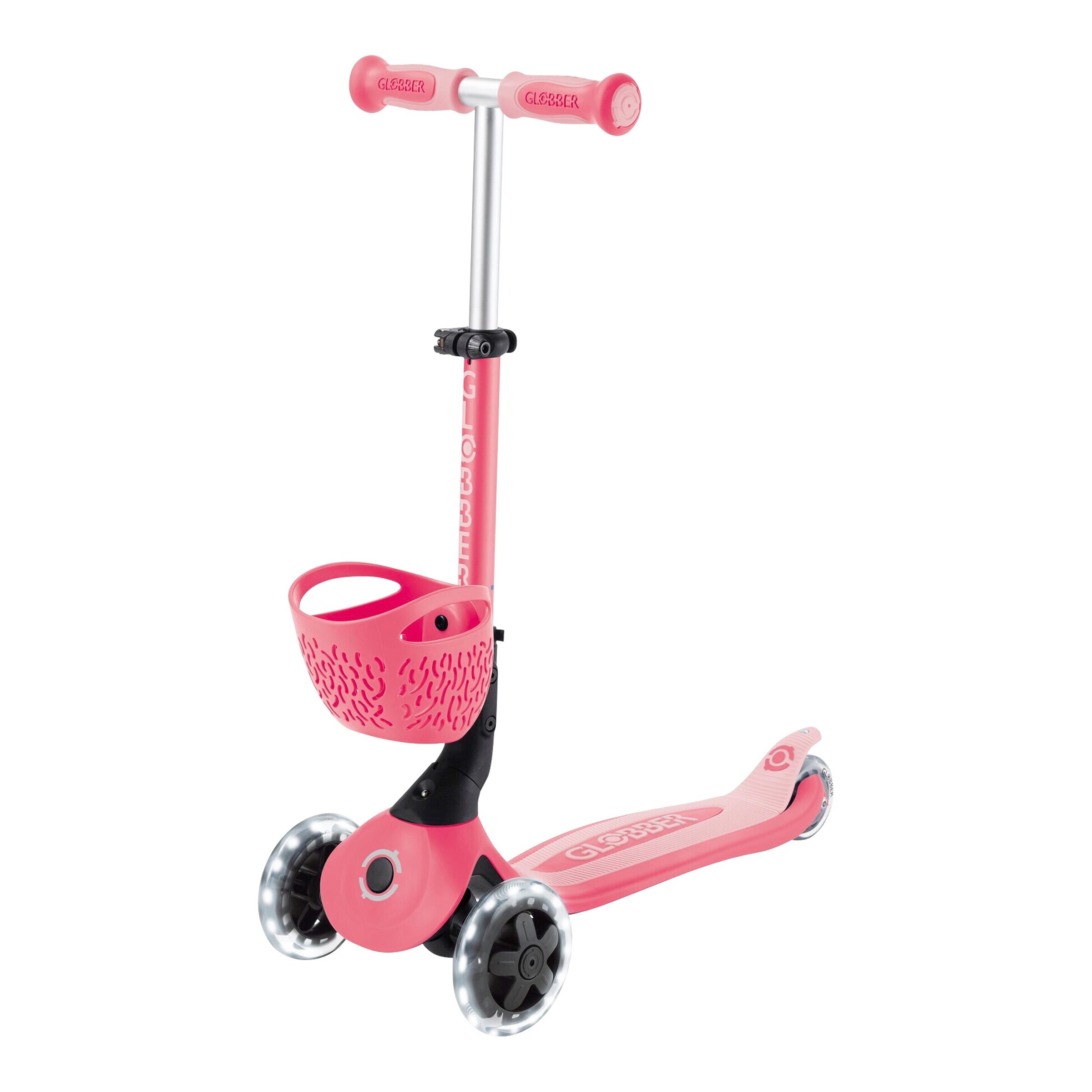 Globber Scooter 3in1 Go-Up Baby 360 mit Leuchtrollen und Leuchtmodul pink/rosa
