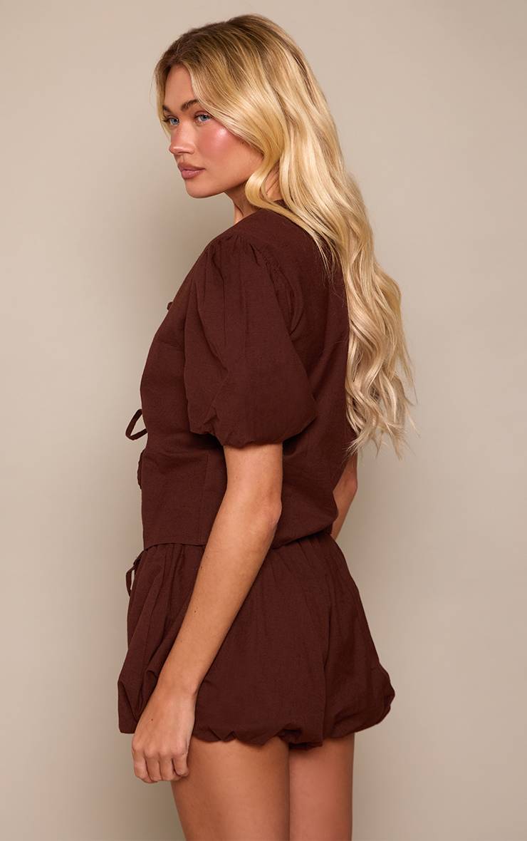 Chocolat Short Bouffant Ensemble Coordonné