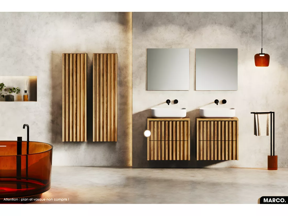 Meuble sous vasque - version tiroirs | MARCO | OAK | 60 x 56 x 45 cm