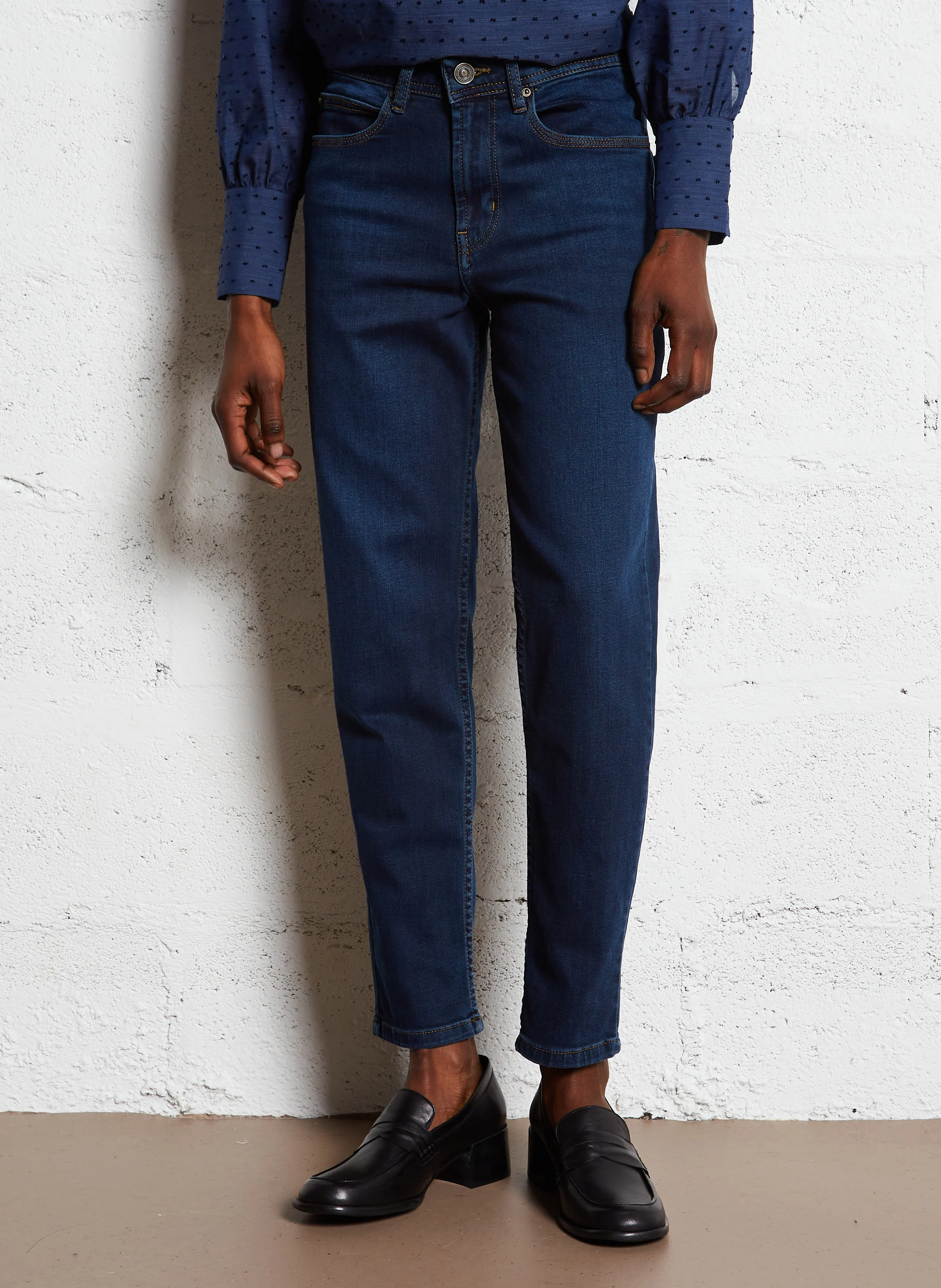 BEN - Jean boyfriend en coton mélangé | Bleu