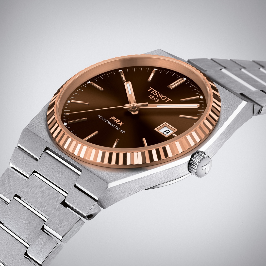 Tissot PRX 40 205 Powermatic 80 Braun / 18 Karat Roségold