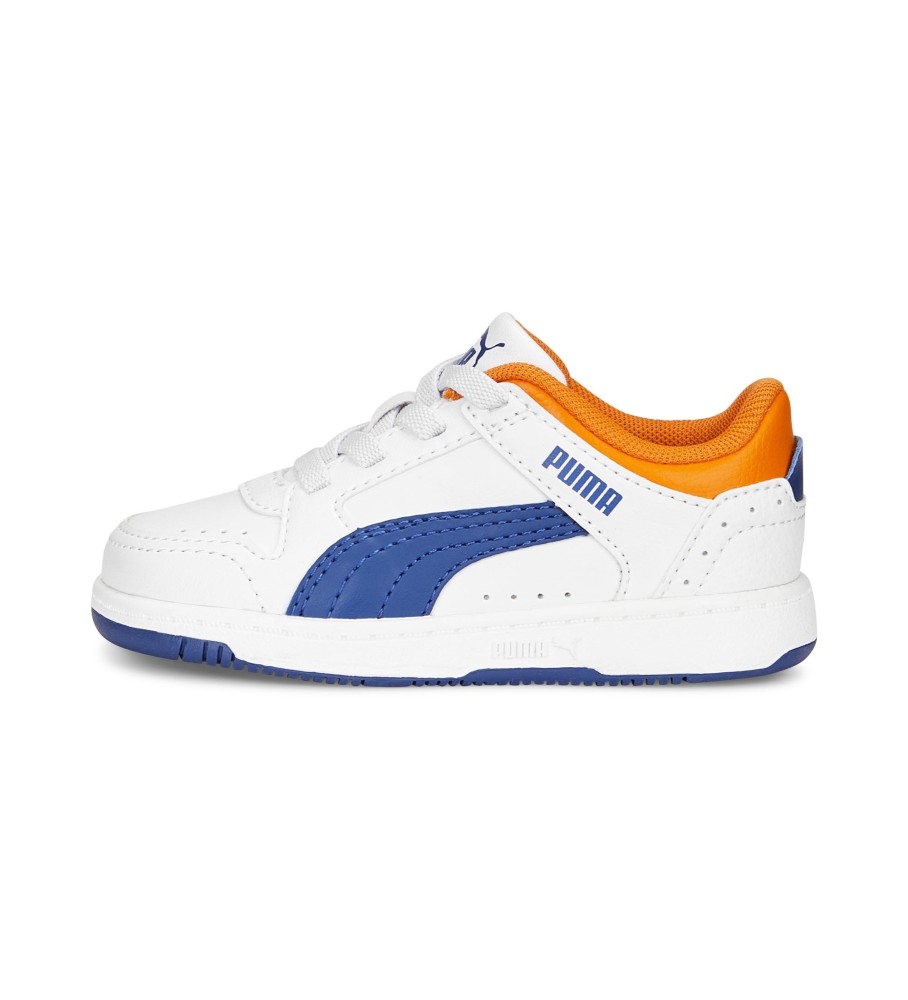 Tênis Puma Rebound JOY Lo AC, branco e azul.