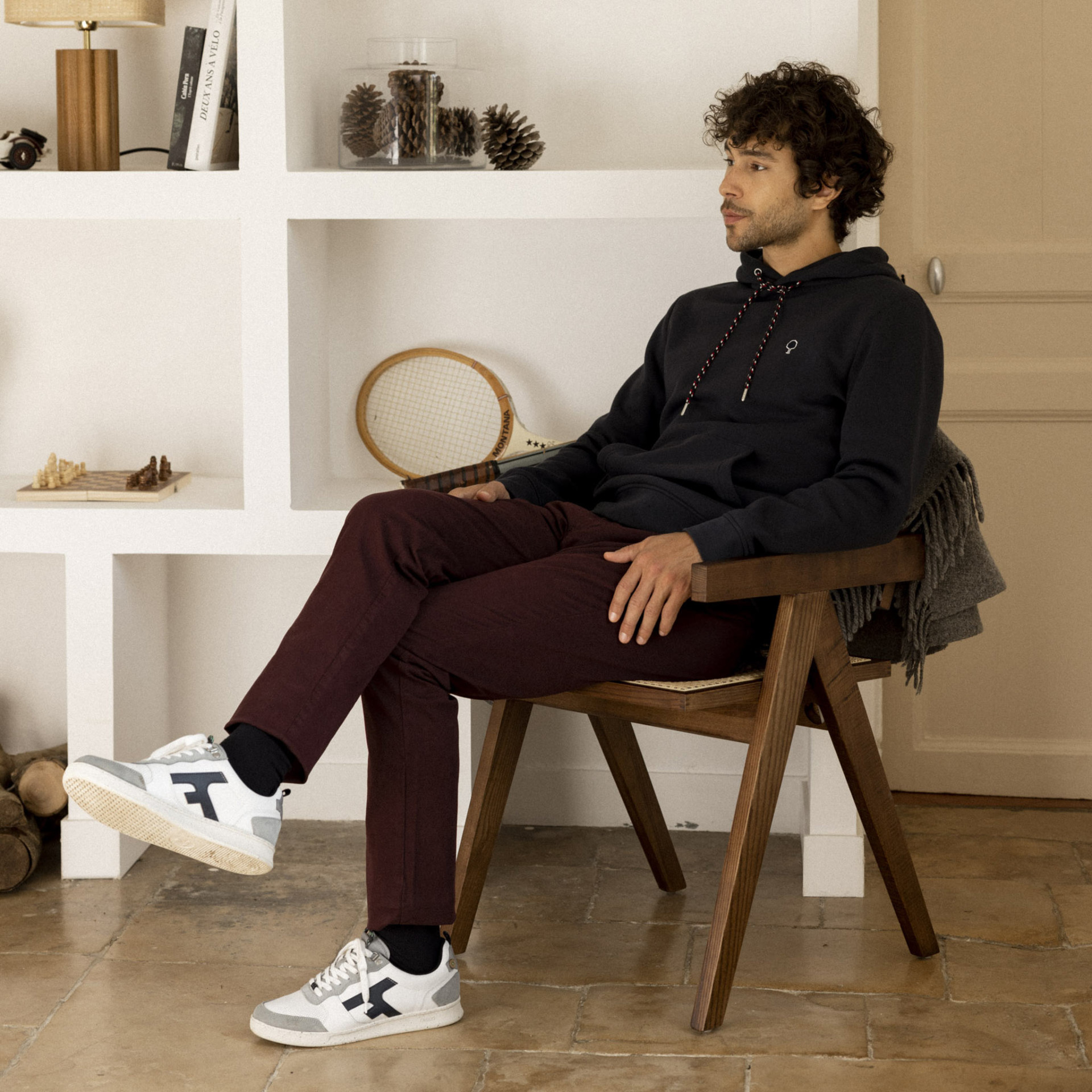 Baskets blanche & grise cuir suède - modèle Hazel