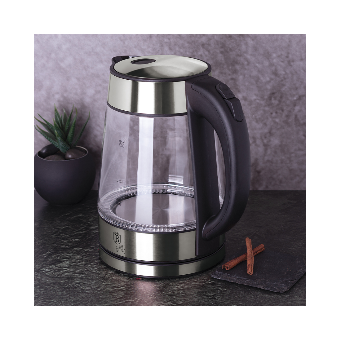 Berlinger Haus Wasserkocher Glas 1.7 Liter Chromstahl